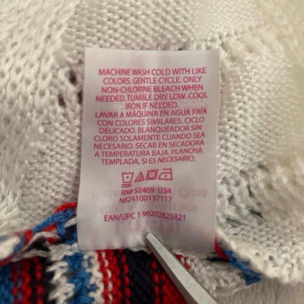 No Boundaries Striped Crochet Halter Crop Top Red White Blue Size Large NWT - Picture 13 of 15